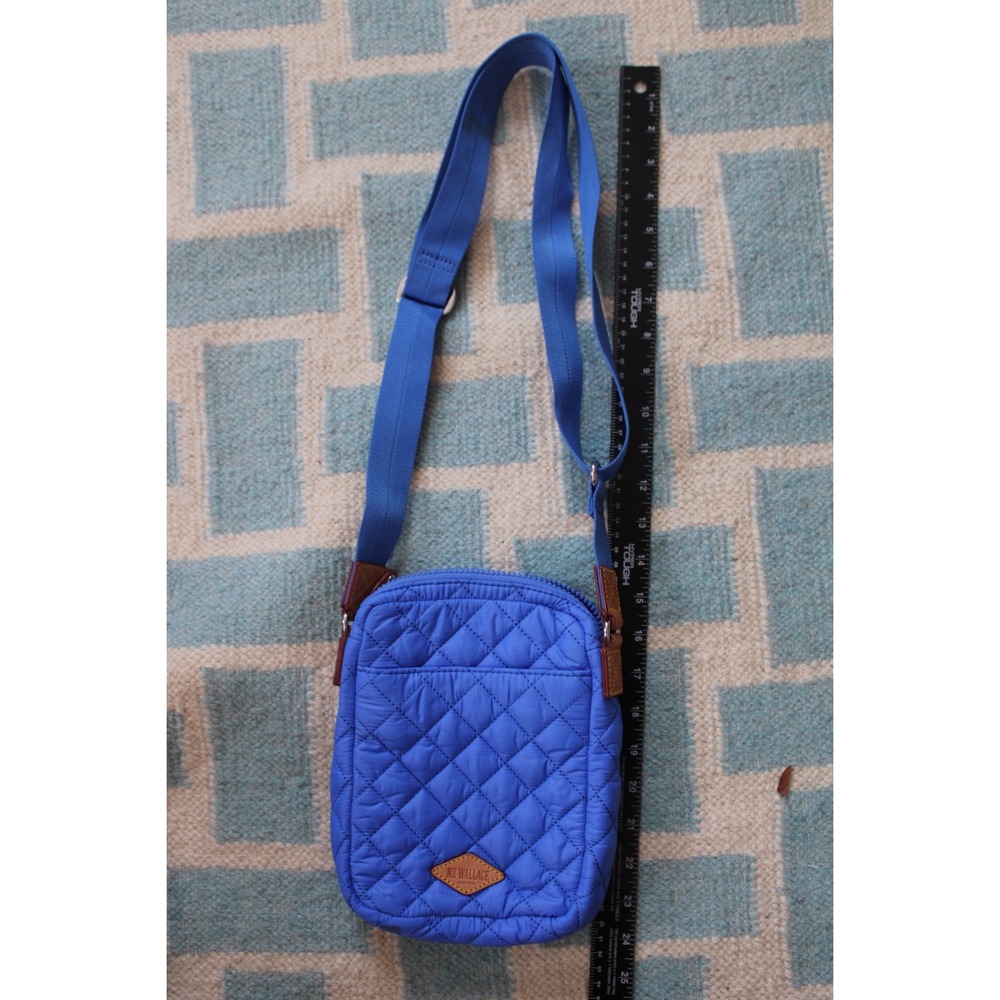 MZ Wallace Small Blue Quilted Nylon Metro Crossbody Bag Purse Adjustable Strap - Picture 7 of 8